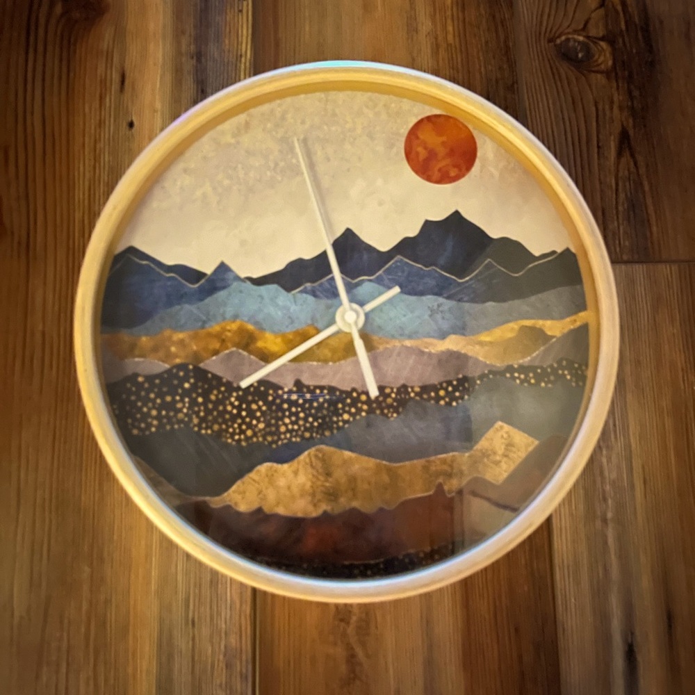 Society 6- Wall clock with mountain range